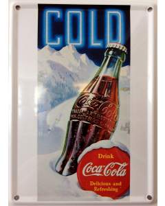 Puag Coca Cola Bottle in the snow 8 x 11 cm Miniaturschild inkl. Magnet